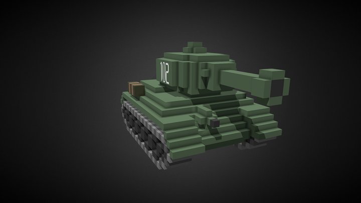 T34-85 aka Rudy 102 - 3D Pixel Tank 3D Model