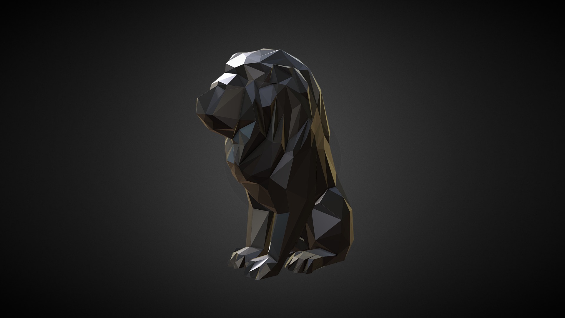 3D model Geometric Lion – Low-poly - This is a 3D model of the Geometric Lion - Low-poly. The 3D model is about a black and white design.