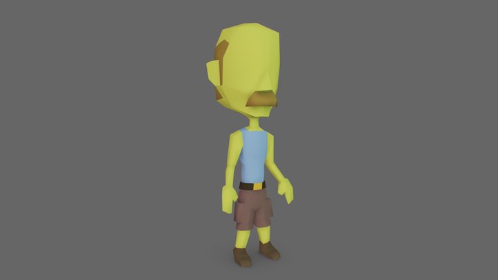 Lowpoly BBQ Dad Zombie 3D Model