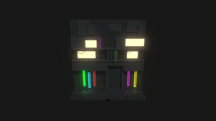 Neon Facade 3D Model