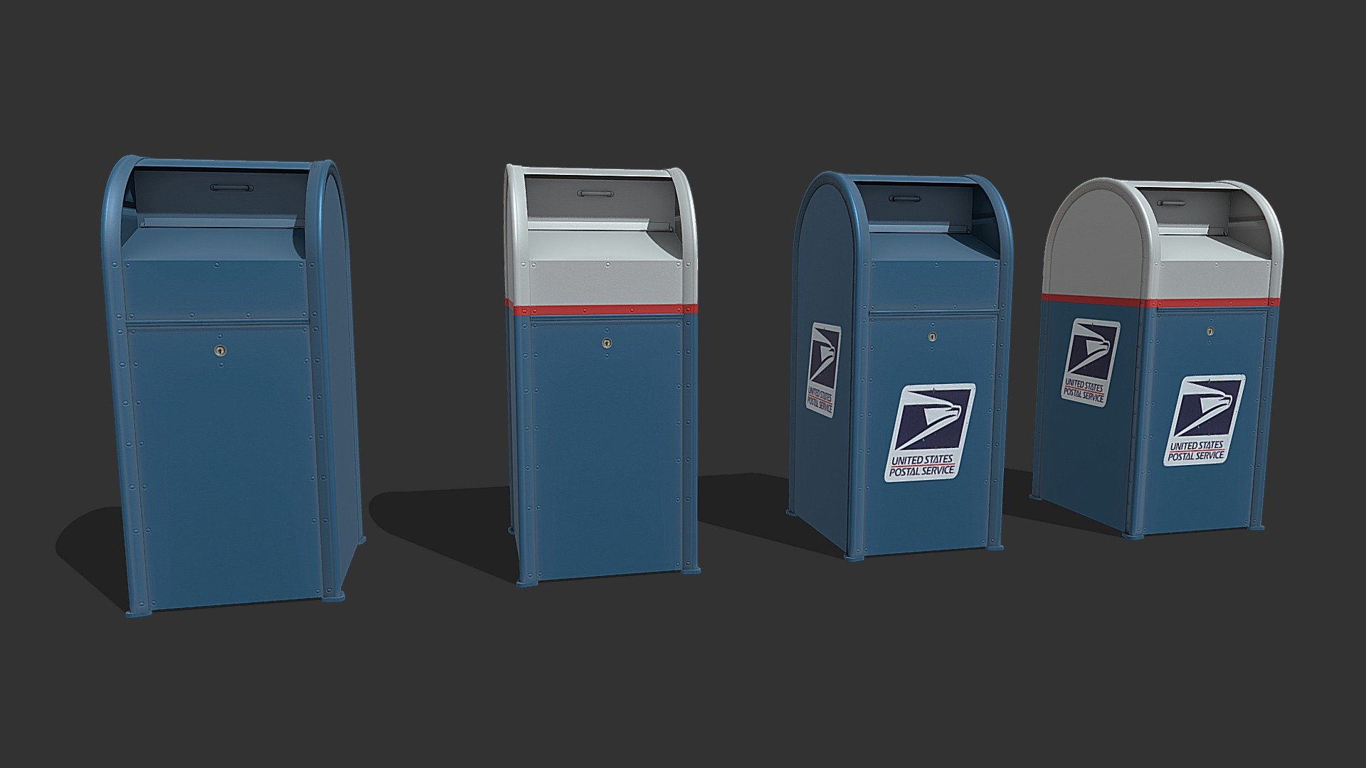 Mailbox USA (USPS) (Optimized) Buy Royalty Free 3D model by Yurii