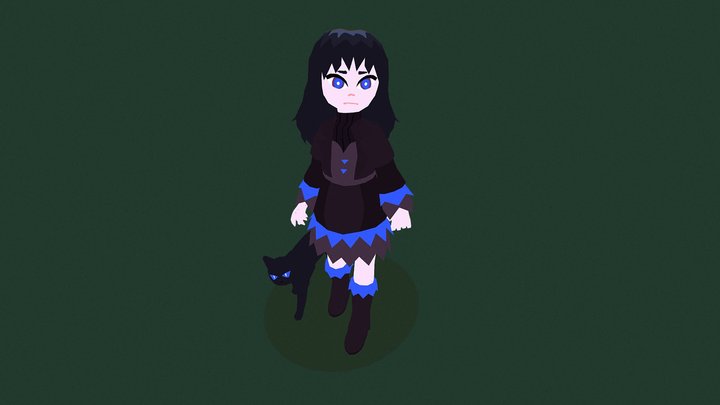 Witch and Cat 3D Model