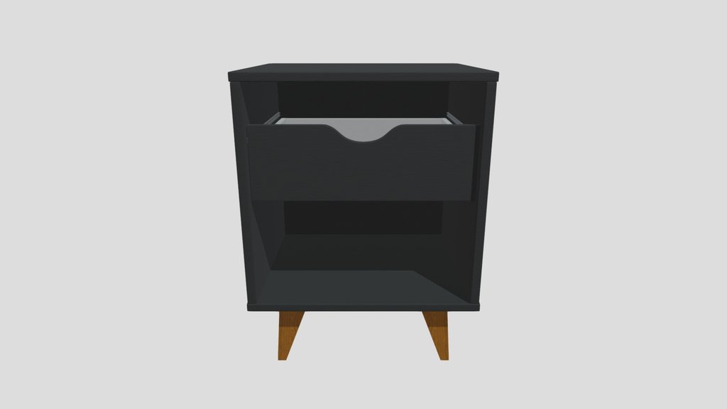 Black Bedside Table With 1 Drawer And Empty Sp