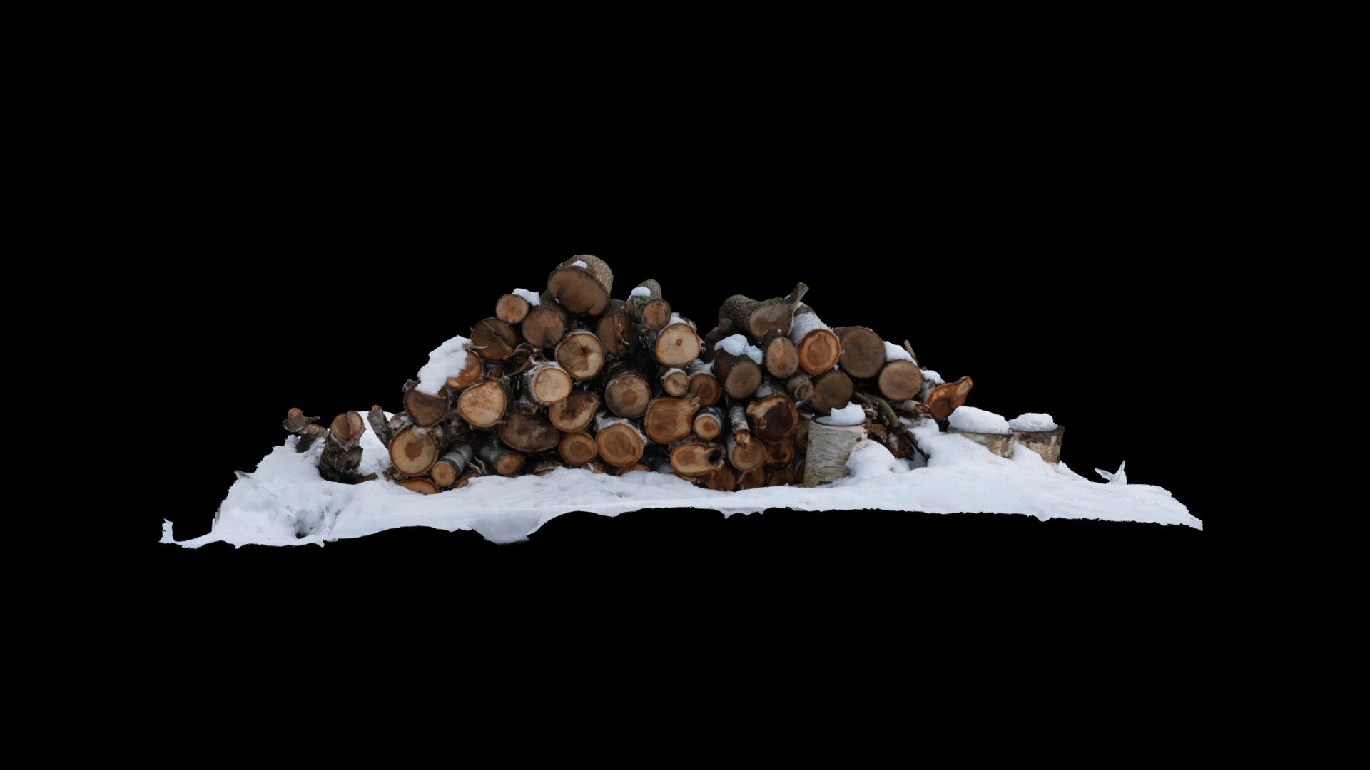 Snowy Log Pile