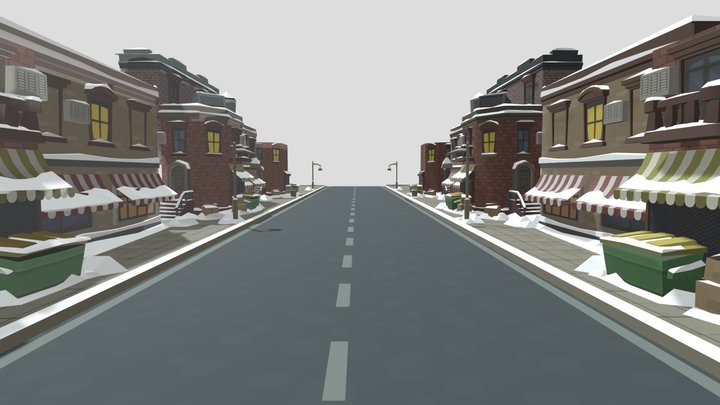 Cute Street for a Game 3D Model