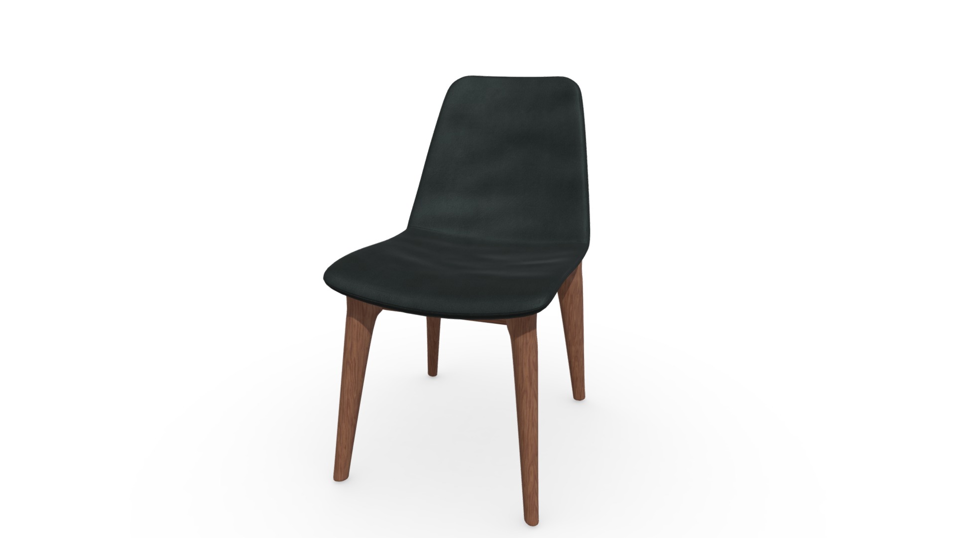 3D model Vine Dining Chair, Midnight Grey Velvet - This is a 3D model of the Vine Dining Chair, Midnight Grey Velvet. The 3D model is about a black chair with a wooden base.