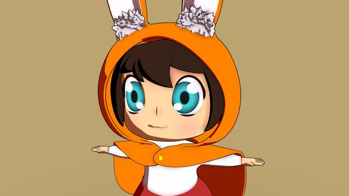 Chibi Girl With Rabbit Cloth 3D Model