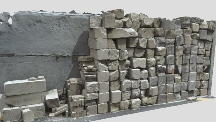 Concrete Brick Pile 01 3D Model