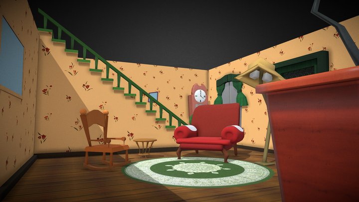 Courage The Cowardly Dog Scene 3D Model