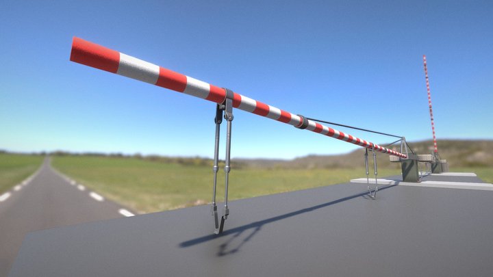 Low-Poly Railroad Barrier 9m 3D Model