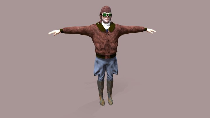 Flyboy Barnstorm Pilot - RIGGED 3D Model