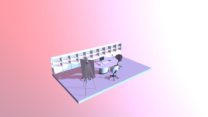 A Semi-private Work Area 3D Model