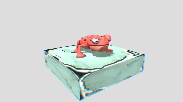 Red cartoon frog 3D Model