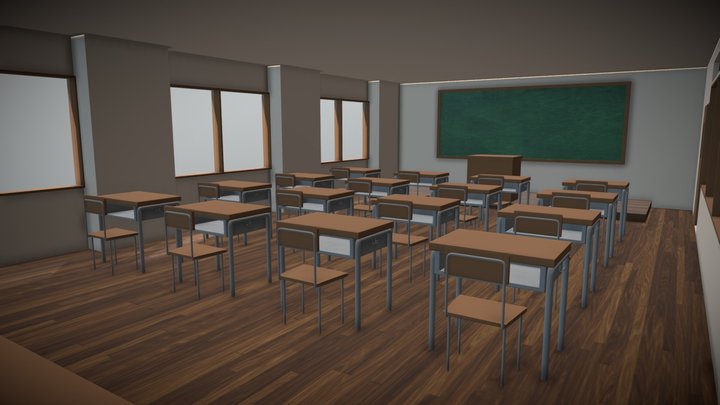 Anime Classroom 3D Model