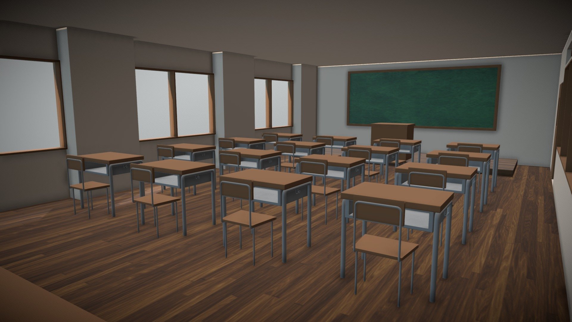 Anime Classroom - Buy Royalty Free 3D model by BigMiniGeek (@BigMiniGeek)  [1375eb3]