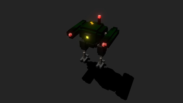Voxel Armored Guard Robot 3D Model