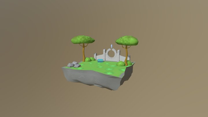 Low-Poly Fantasy Island 3D Model