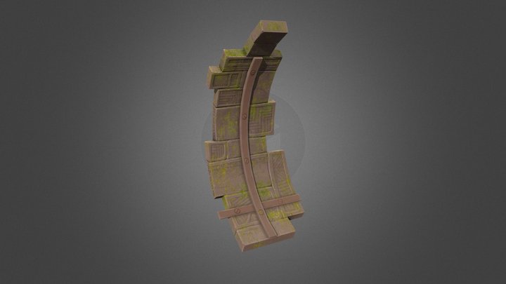 Curved Stylized Wall 3D Model