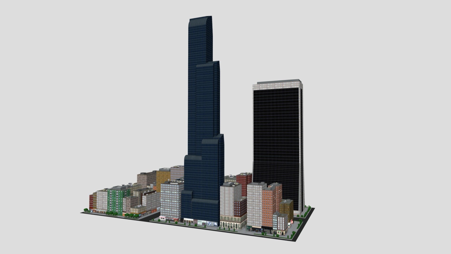 City Buildings Skyscraper New York Lowpoly Buy Royalty Free 3D model
