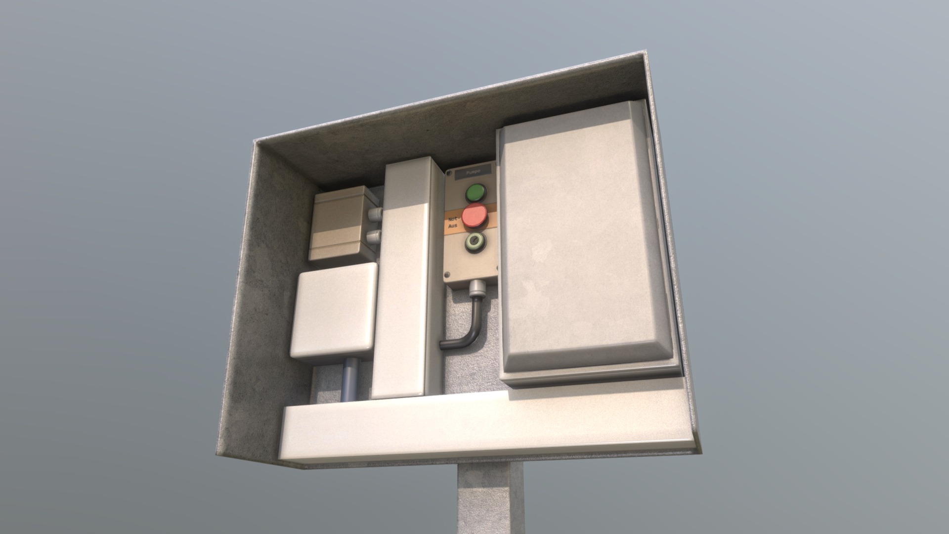 3D model Pump Panel 3 – Control Element 7 (Low-Poly) - This is a 3D model of the Pump Panel 3 - Control Element 7 (Low-Poly). The 3D model is about a white rectangular object with a screen.