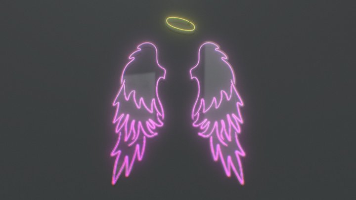 Angel Wings - Neon Sign 3D Model