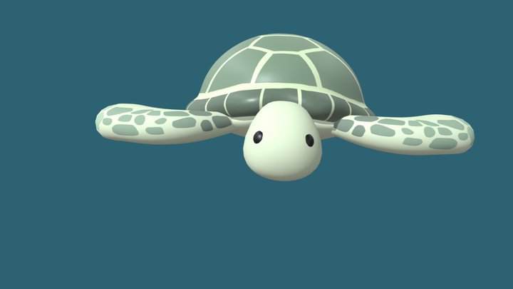 cute turtle swimming under the sea 3D Model