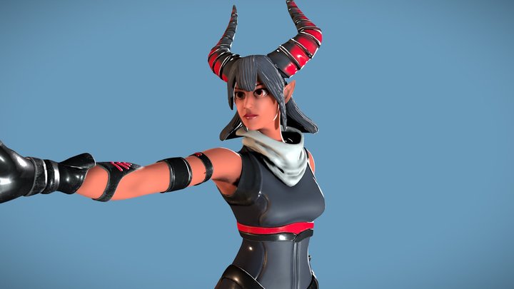 Fortnite Style Demon Girl 3D Model