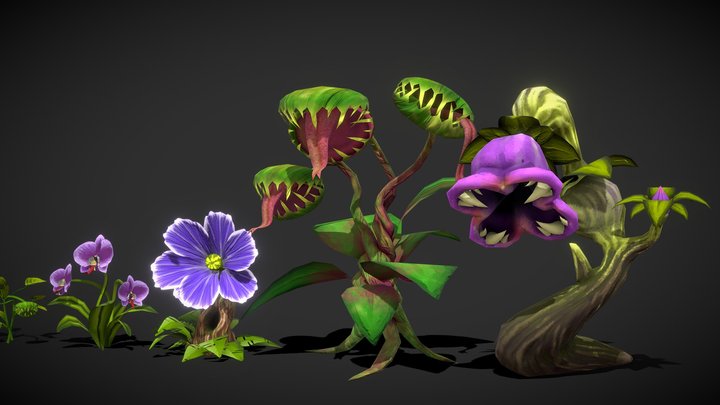 Stylized Monster Plants - low poly pack 3D Model