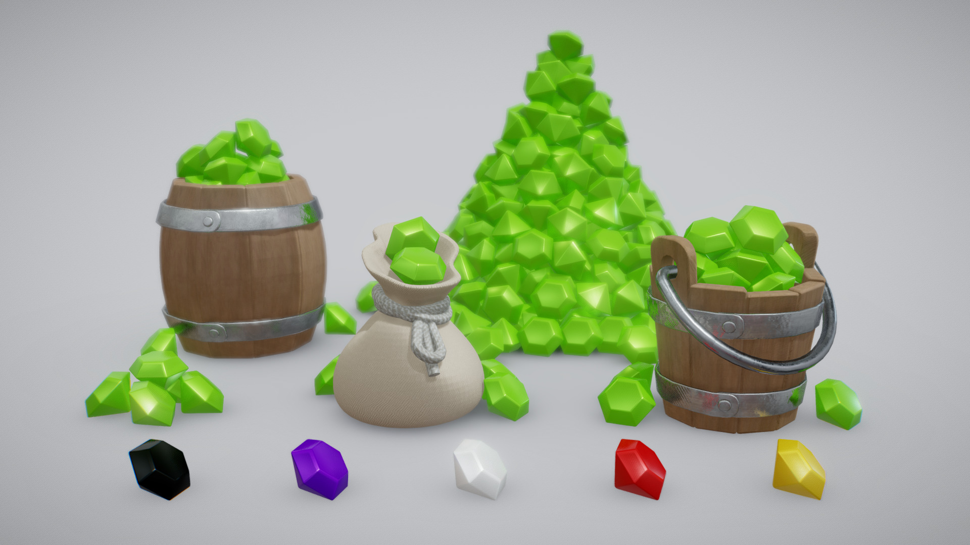 3D model Classic gems pack - This is a 3D model of the Classic gems pack. The 3D model is about a group of small toys.