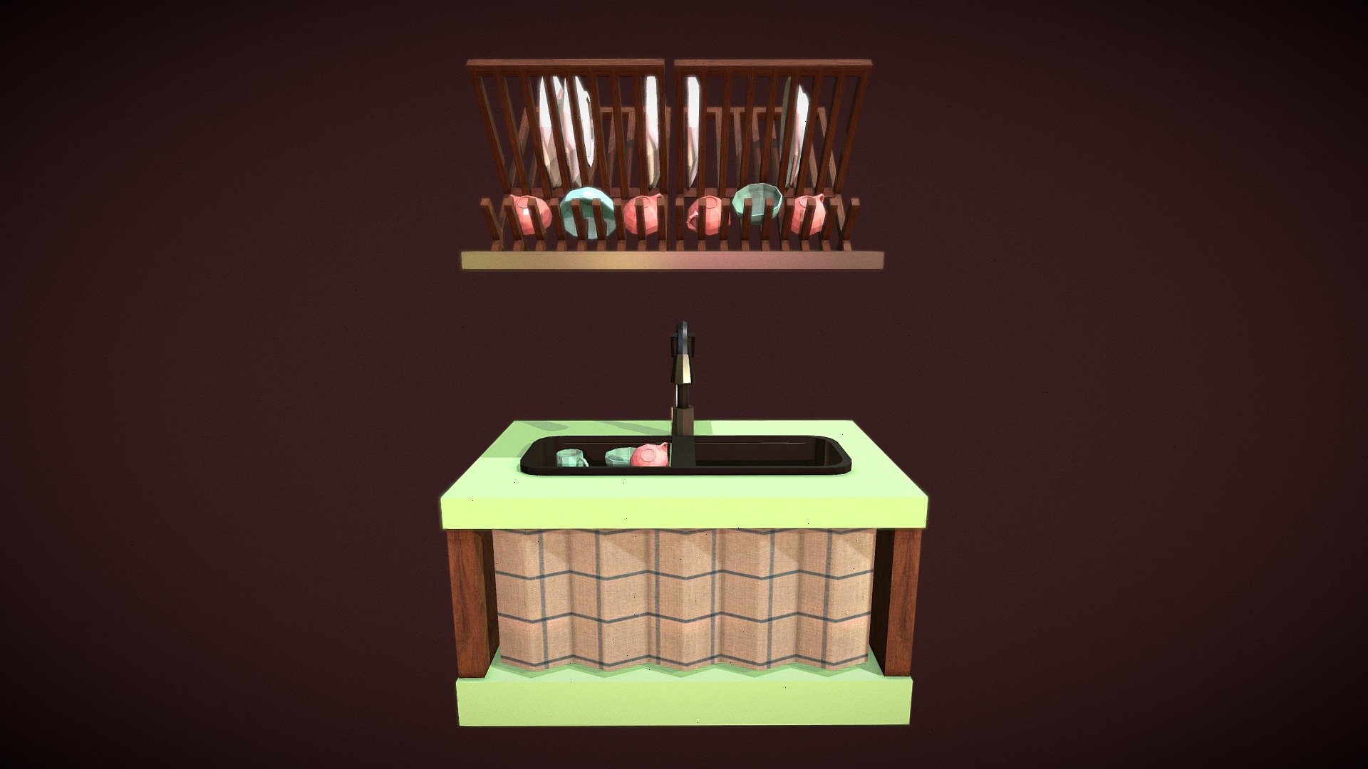 Sink and dish rack - 3D model by ismylova1997 [4e5d9c4] - Sketchfab