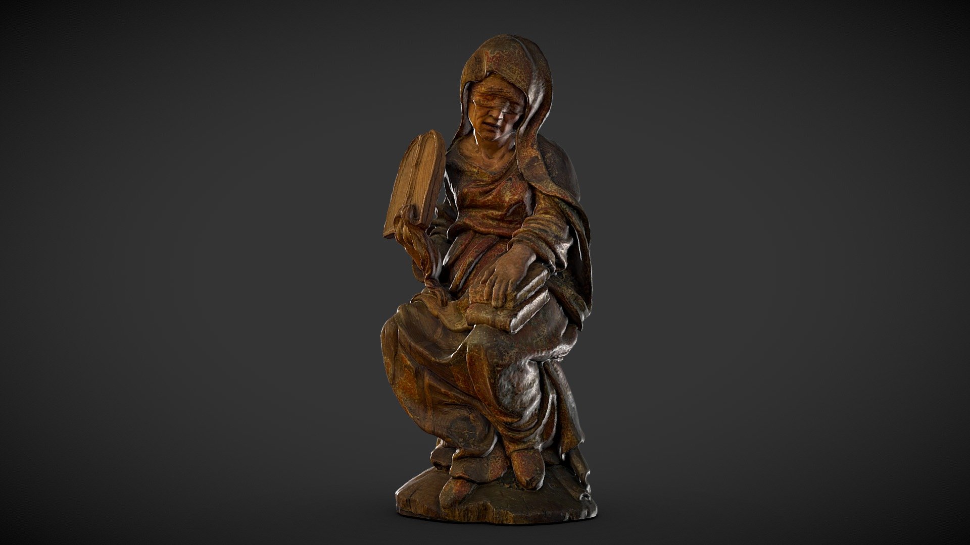 Polychrome Wood Carving, XVI C. — Sketchfab embed 3D viewer