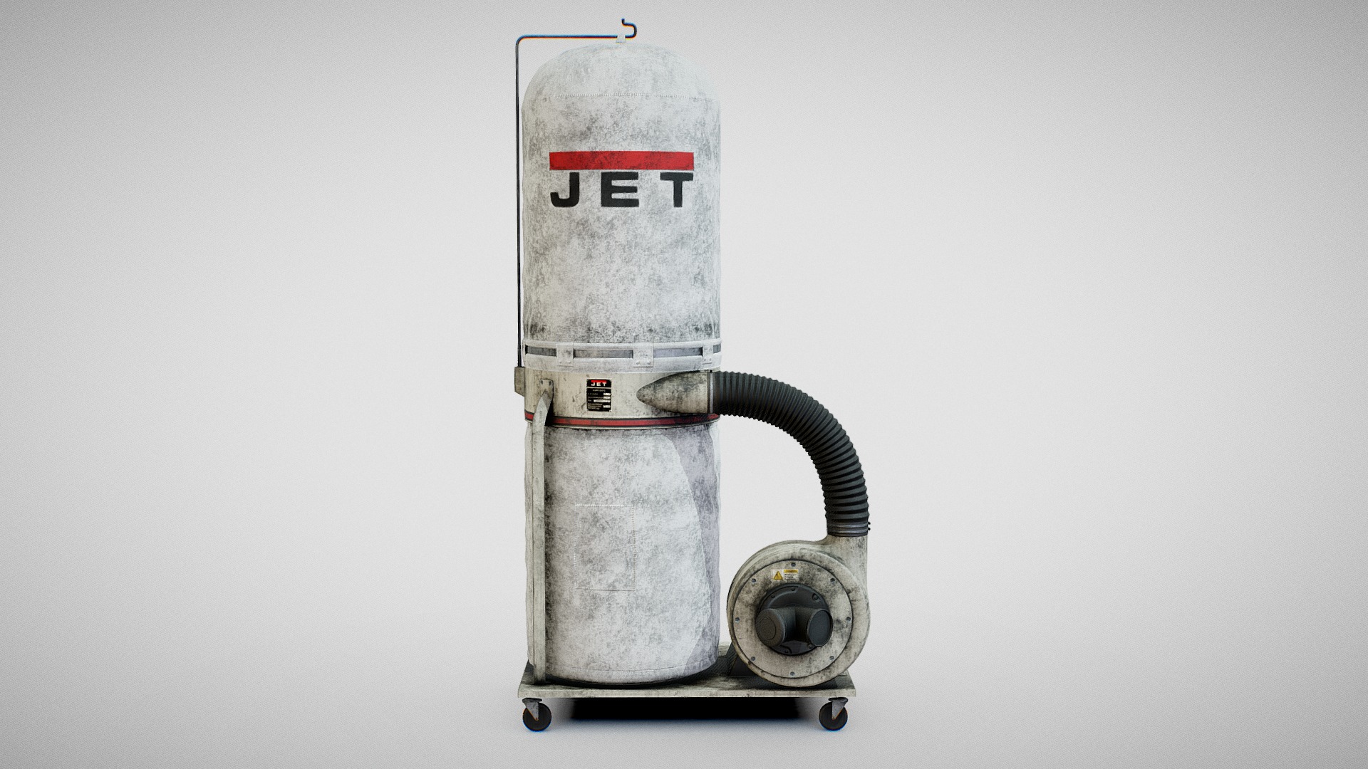 3D model Sawdust Collector – JET (Dirty) - This is a 3D model of the Sawdust Collector - JET (Dirty). The 3D model is about a metal object with a screw.