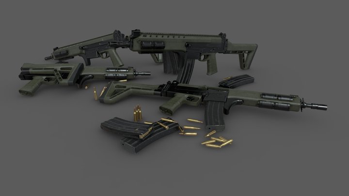 Assault Rifle Imbel IA2 5.56mm 3D Model