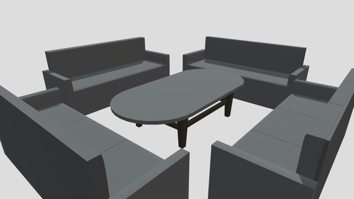 Sofa Set - 4 type of Sofa Lowpoly. 3D Model