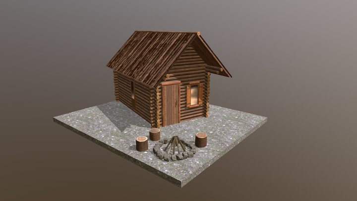 Scene Diorama - Log Cabin 3D Model