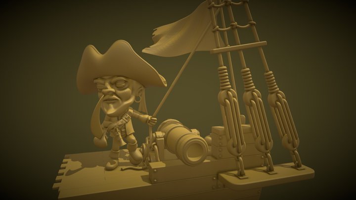 Litttle pirate Jack in vassel (3dprint) 3D Model