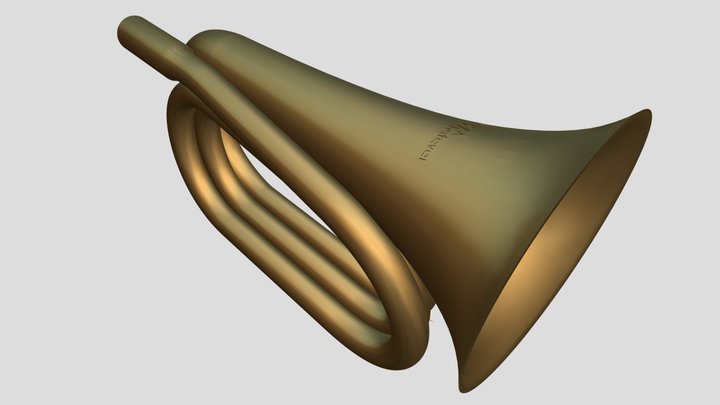 [experiment] WhateverWorks bugle, single-piece 3D Model