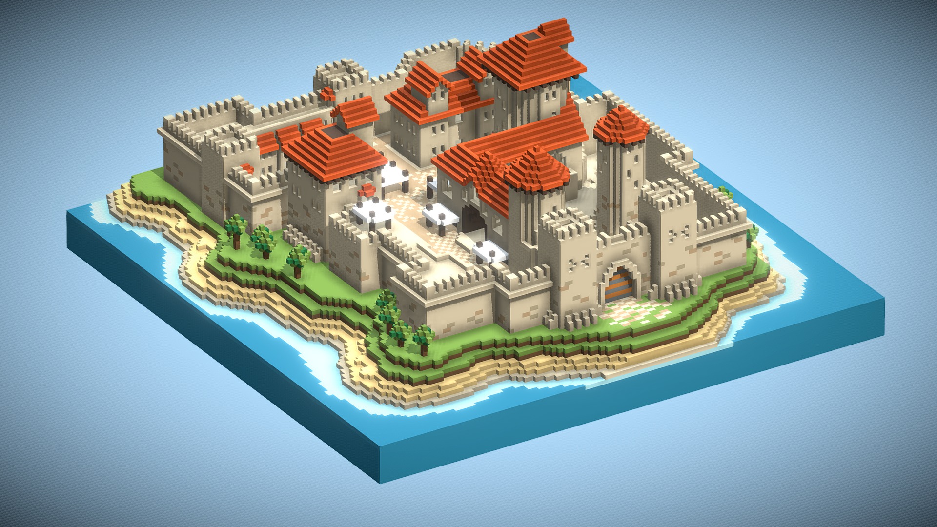 3D model Voxel Castle - This is a 3D model of the Voxel Castle. The 3D model is about a model of a building.