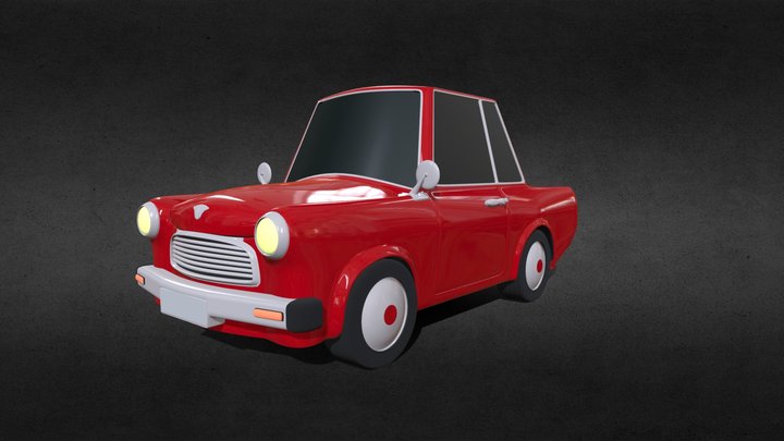 Cartoon Red Car 3D Model