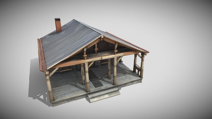 Lowpoly Western House 3D Model