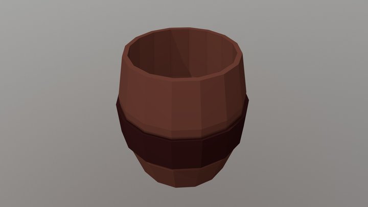 LowPoly Wooden Barrel (No Texture) 3D Model