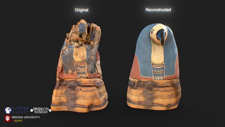 3D rendering of Ibis Mummy (State vs. Restoration)