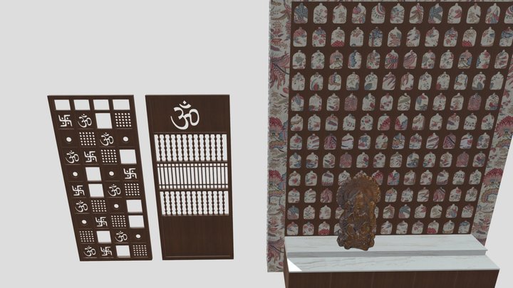 Temple Door Designs and Lakshmi Devi Statue 3D Model