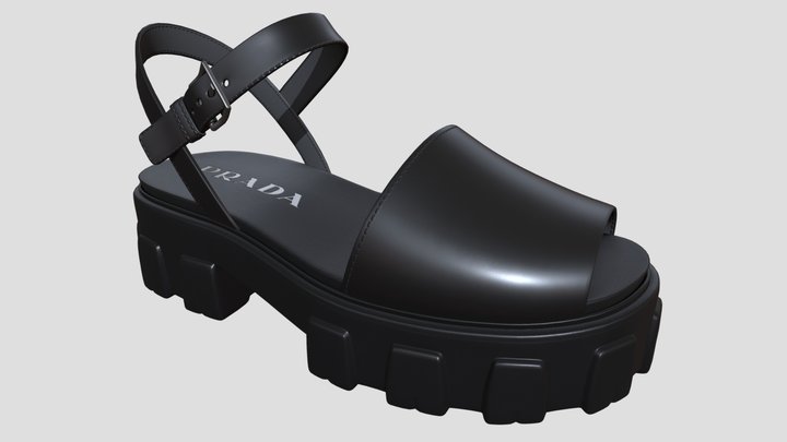 Monolith Platform Sandals Prada Black 3D Model