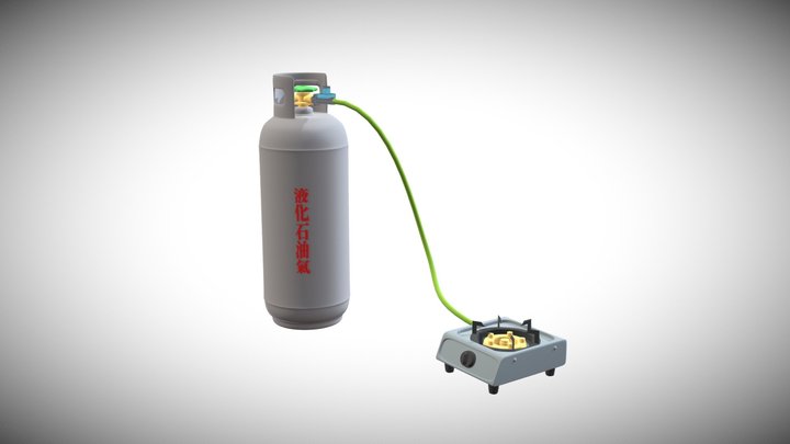 Stove and Gas Cylinder (Liquefied Petroleum Gas) 3D Model