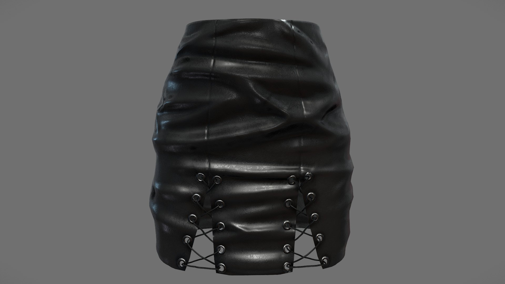 Female Front Splits Black Mini Leather Skirt — Sketchfab embed 3D viewer