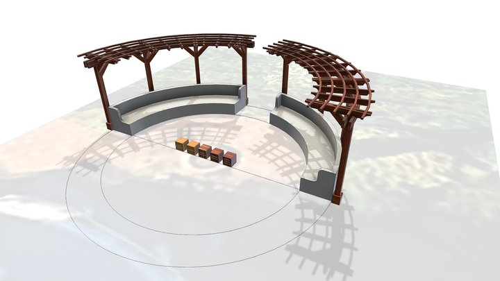 Custom Fan Trellis Pergola 3D Model