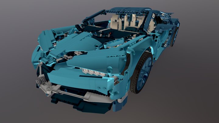 Lego model set 42083. Bugatti Chiron. 3D Model