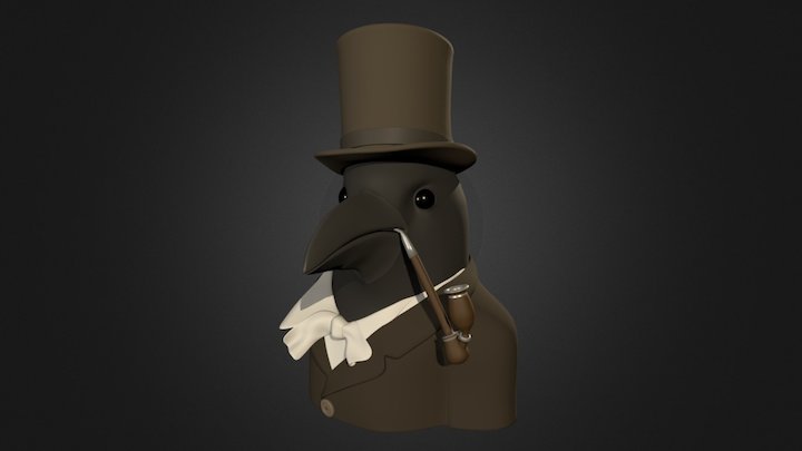 Crow in Top Hat 3D Model