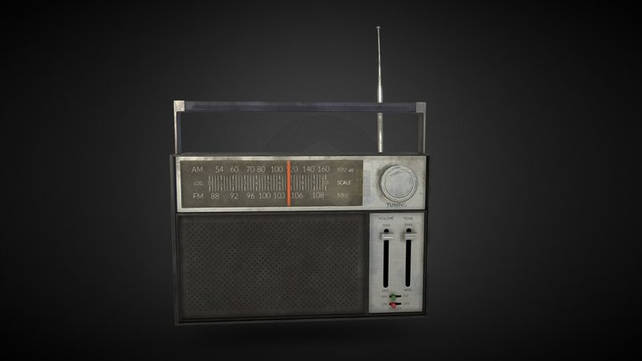 Low poly pbr Radio 3D Model